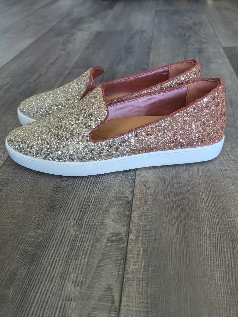 Birdies Women The Swift Slip On Sneaker Pixie Dust Ombre Glitter Cream Pink 10.5 - Picture 3 of 9